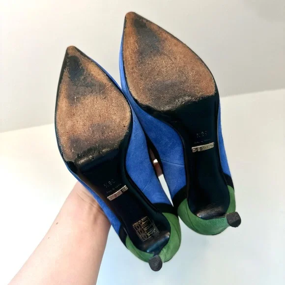 Gucci Tricolor Suede Pointed Toe Pumps – Size 36.5 - Picture 10 of 10